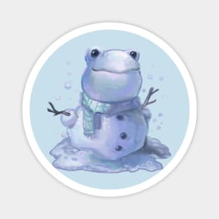 Painted Festive Frog in Snow Magnet